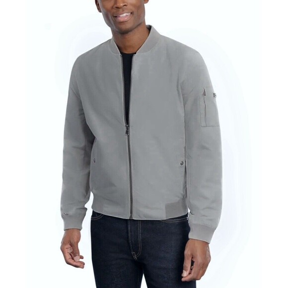 Michael Kors Mens Size XL Lightweight Bomber Jacket Grey EUC Water Resistant - Picture 1 of 10